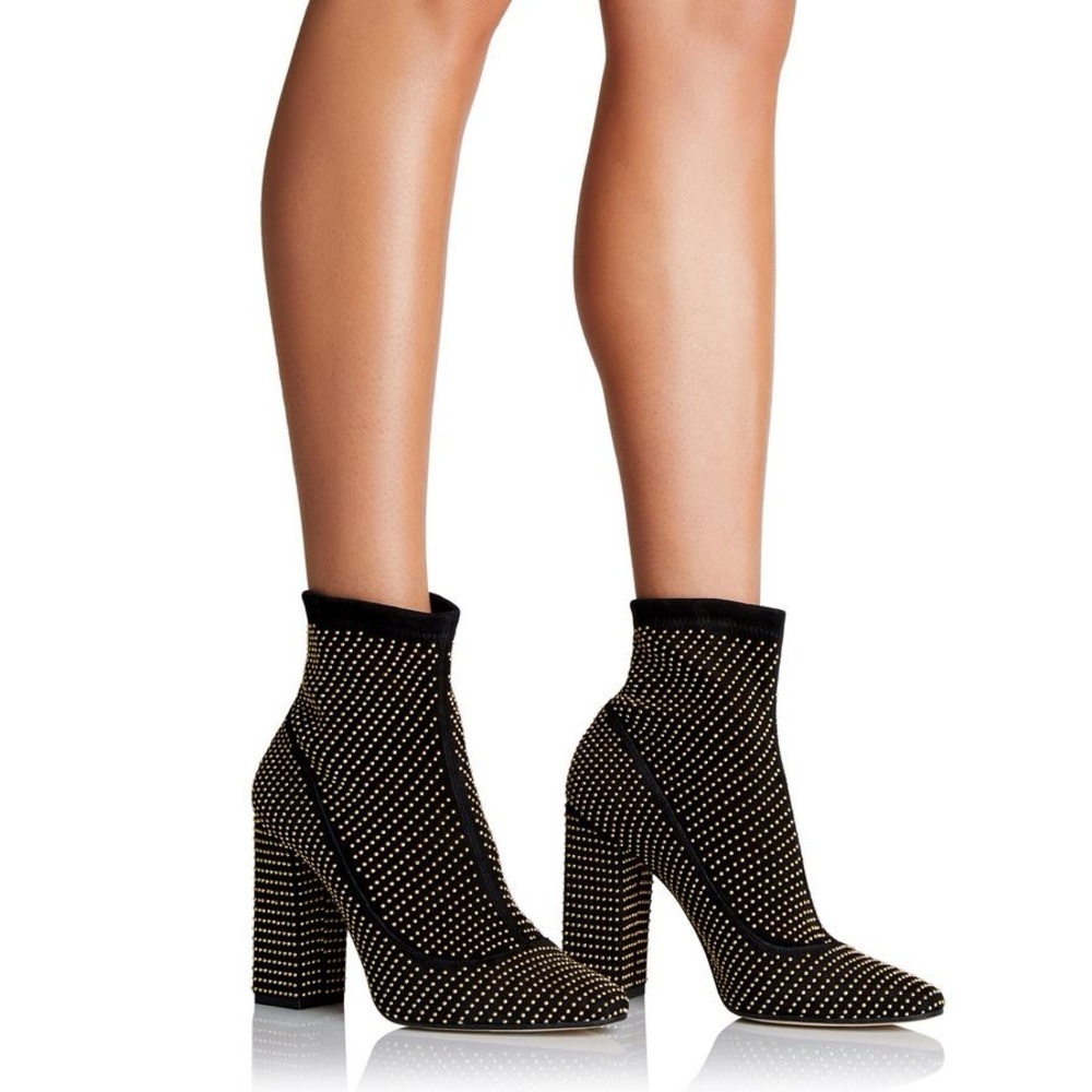 NIB Tamara Mellon Black Suede Attraction Boots 105mm Heels Micro Studs Sz 40